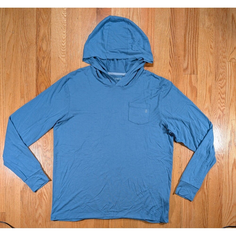 Youth Free Fly Hoodie Hooded T Shirt Blue Bamboo Stretch Boys Kids Large 14-16
